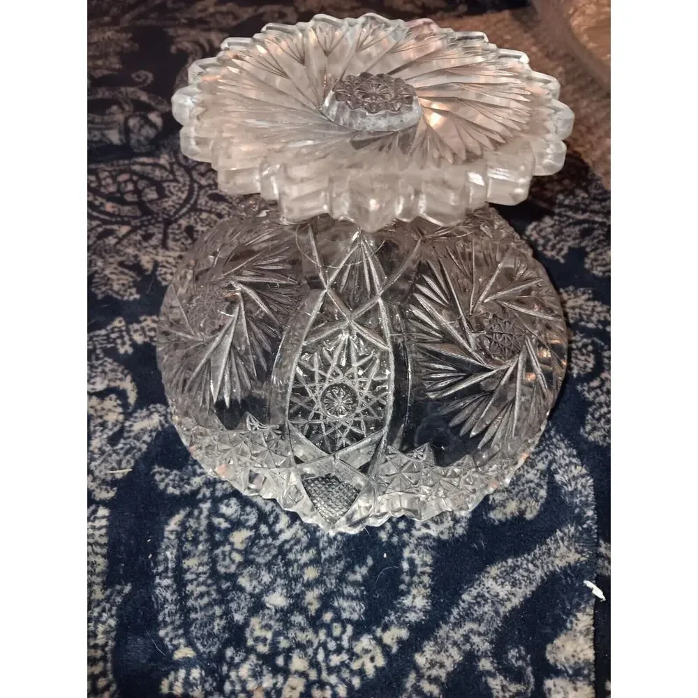 Vintage EAPG Pressed Glass Pattern of the Stars Pedestal Compote Bowl Sawtooth